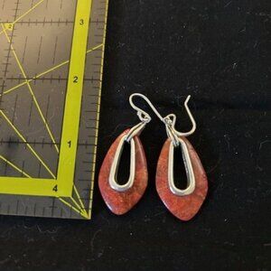 Sponge Red Coral Sterling Silver Dangle Earrings Cardinal Rule (Retired)